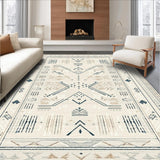 Ultra Soft Area Rug, Non Slip, Stain Resistant, Washable Area Rugs for Living Room, Bedroom, Sophisticated Luxe Ogee Shape(Beige)
