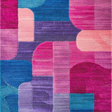Ultra Soft Area Rug, Non Slip, Stain Resistant, Washable Area Rugs for Living Room, Bedroom, Colorful Abstract Artful Motif(Pink)