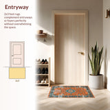 Ultra Soft Area Rug, Non Slip, Stain Resistant, Washable Area Rugs for Living Room, Bedroom, Contemporary Abstract Color Harmony(Orange)