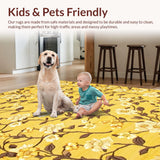Ultra Soft Area Rug, Non Slip, Stain Resistant, Washable Area Rugs for Living Room, Bedroom, Modern Floral-Inspired Decor Theme(Yellow)