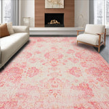 Ultra Soft Area Rug, Non Slip, Stain Resistant, Washable Area Rugs for Living Room, Bedroom, Vintage Chic Tiled Arrangement(Pink)