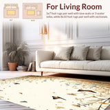 Ultra Soft Area Rug, Non Slip, Stain Resistant, Washable Area Rugs for Living Room, Bedroom, Abstract Insect Meadow Ultra Floor(Beige)