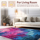 Ultra Soft Area Rug, Non Slip, Stain Resistant, Washable Area Rugs for Living Room, Bedroom, Unique Textured Rustic Design(Pink)