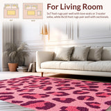 Ultra Soft Area Rug, Non Slip, Stain Resistant, Washable Area Rugs for Living Room, Bedroom, Modern Pink Leopard Print Rug for Kids Playroom(Pink)