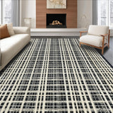 Ultra Soft Area Rug, Non Slip, Stain Resistant, Washable Area Rugs for Living Room, Bedroom, Monochrome Linear Weave Rug Featuring Bold Stripes and Sleek Modern Contrast(White)
