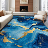 Ultra Soft Area Rug, Non Slip, Stain Resistant, Washable Area Rugs for Living Room, Bedroom, Serene Coastal Marble Design(Blue)