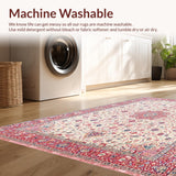 Ultra Soft Area Rug, Non Slip, Stain Resistant, Washable Area Rugs for Living Room, Bedroom, Elegant Vintage Rose Theme(White)