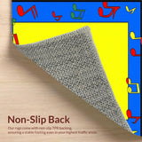 Ultra Soft Area Rug, Non Slip, Stain Resistant, Washable Area Rugs for Living Room, Bedroom, Whimsical Sound Wave Motif(Yellow)