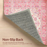 Ultra Soft Area Rug, Non Slip, Stain Resistant, Washable Area Rugs for Living Room, Bedroom, Timeless Classic Low Pile Texture(Pink)