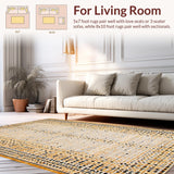 Ultra Soft Area Rug, Non Slip, Stain Resistant, Washable Area Rugs for Living Room, Bedroom, Lively Distinctive Western Aesthetic(Beige)