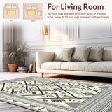 Ultra Soft Area Rug, Non Slip, Stain Resistant, Washable Area Rugs for Living Room, Bedroom, Artistic Vintage Geometric Fusion(White)