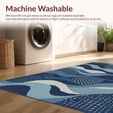 Ultra Soft Area Rug, Non Slip, Stain Resistant, Washable Area Rugs for Living Room, Bedroom, Tropical Coral Geometric Artistry(Blue)