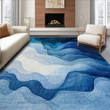 Ultra Soft Area Rug, Non Slip, Stain Resistant, Washable Area Rugs for Living Room, Bedroom, Gradient Spectrum, Blue White Swirls, Art Deco(Blue)