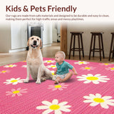Ultra Soft Area Rug, Non Slip, Stain Resistant, Washable Area Rugs for Living Room, Bedroom, Bright Pink Garden Freshness(Pink)