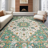 Ultra Soft Area Rug, Non Slip, Stain Resistant, Washable Area Rugs for Living Room, Bedroom, Vintage Floral Geometric Elegance(Green)