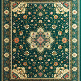 Ultra Soft Area Rug, Non Slip, Stain Resistant, Washable Area Rugs for Living Room, Bedroom, Rustic Soft Velvet Tiled Design(Green)