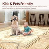 Beige and Cream Ornate Medallion with Refined Scroll Accents Flourishes(Beige)