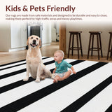 Ultra Soft Area Rug, Non Slip, Stain Resistant, Washable Area Rugs for Living Room, Bedroom, Stylish Black And White Striped Area Rug For Farmhouse Charm(Gray)