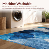 Ultra Soft Area Rug, Non Slip, Stain Resistant, Washable Area Rugs for Living Room, Bedroom, Art Deco Inspired Blue Geometry(Blue)