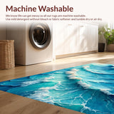 Ultra Soft Area Rug, Non Slip, Stain Resistant, Washable Area Rugs for Living Room, Bedroom, Sea Wave Pastel Area Rug for Relaxation Spaces(Blue)