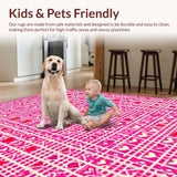 Ultra Soft Area Rug, Non Slip, Stain Resistant, Washable Area Rugs for Living Room, Bedroom, Eclectic Heart-Shaped Living Accessory(Pink)