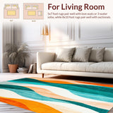 Ultra Soft Area Rug, Non Slip, Stain Resistant, Washable Area Rugs for Living Room, Bedroom, Vibrant Area Rug with Dynamic Abstract Waves and Subtle Color Gradients(Orange)