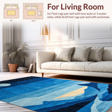 Ultra Soft Area Rug, Non Slip, Stain Resistant, Washable Area Rugs for Living Room, Bedroom, Serene Abstract Starry Theme(Blue)