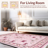 Ultra Soft Area Rug, Non Slip, Stain Resistant, Washable Area Rugs for Living Room, Bedroom, Whimsical Soft Color Palette(Pink)