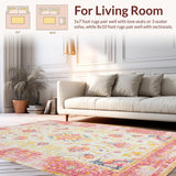 Ultra Soft Area Rug, Non Slip, Stain Resistant, Washable Area Rugs for Living Room, Bedroom, Whimsical Creamy Blossom Pattern(Pink)