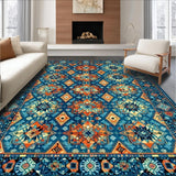 Ultra Soft Area Rug, Non Slip, Stain Resistant, Washable Area Rugs for Living Room, Bedroom, Chic Transitional Ogee Pattern(Blue)