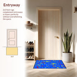 Ultra Soft Area Rug, Non Slip, Stain Resistant, Washable Area Rugs for Living Room, Bedroom, Playful Orchestral Color Fusion(Blue)