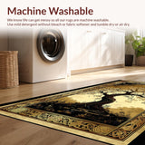 Ultra Soft Area Rug, Non Slip, Stain Resistant, Washable Area Rugs for Living Room, Bedroom, Elegant Low Pile Botanical Touch(Gold)