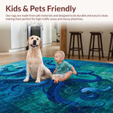 Ultra Soft Area Rug, Non Slip, Stain Resistant, Washable Area Rugs for Living Room, Bedroom, Octopus Tentacle Art Rug - Blue Digital Print(Blue)