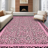 Ultra Soft Area Rug, Non Slip, Stain Resistant, Washable Area Rugs for Living Room, Bedroom, Feminine Fluffy Leopard Charm(Pink)