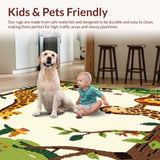 Ultra Soft Area Rug, Non Slip, Stain Resistant, Washable Area Rugs for Living Room, Bedroom, Enchanting Woodland Beige with Lively Animal(Beige)