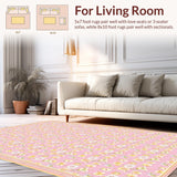Ultra Soft Area Rug, Non Slip, Stain Resistant, Washable Area Rugs for Living Room, Bedroom, Enchanting Petal Inspired Design(Pink)