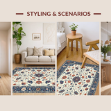 Ultra Soft Area Rug, Non Slip, Stain Resistant, Washable Area Rugs for Living Room, Bedroom, Transitional Vintage Floral Elegance(White)
