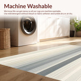 Modern Beige Runner Non Slip Hallway with Striped Design(Beige)
