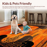 Ultra Soft Area Rug, Non Slip, Stain Resistant, Washable Area Rugs for Living Room, Bedroom, Artful Urban Safari Vibes(Orange)