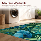 Ultra Soft Area Rug, Non Slip, Stain Resistant, Washable Area Rugs for Living Room, Bedroom, Eclectic Tropical Floral Motif(Blue)