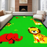Ultra Soft Area Rug, Non Slip, Stain Resistant, Washable Area Rugs for Living Room, Bedroom, Playful Animal Alphabetic Pattern(Green)