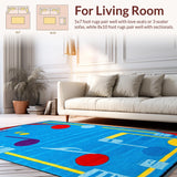 Ultra Soft Area Rug, Non Slip, Stain Resistant, Washable Area Rugs for Living Room, Bedroom, Dynamic Note Display Visual(Blue)