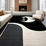 Ultra Soft Area Rug, Non Slip, Stain Resistant, Washable Area Rugs for Living Room, Bedroom, Luxurious Round Geometric Motif(Black)