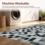 Ultra Soft Area Rug, Non Slip, Stain Resistant, Washable Area Rugs for Living Room, Bedroom, Stylish Minimalist Lattice Arrangement(Gray)