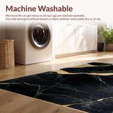 Ultra Soft Area Rug, Non Slip, Stain Resistant, Washable Area Rugs for Living Room, Bedroom, Bold Artistic Black White Contrast(Black)