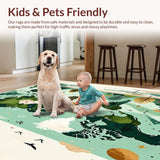 Imaginative Play Map Area with Whimsical Animal Inspired Geometric(Green)