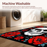 Ultra Soft Area Rug, Non Slip, Stain Resistant, Washable Area Rugs for Living Room, Bedroom, Striking Dark Floral Aesthetic(Red)