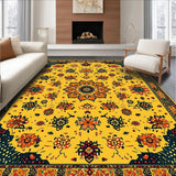 Ultra Soft Area Rug, Non Slip, Stain Resistant, Washable Area Rugs for Living Room, Bedroom, Trendy Medallion Motif Vibes(Yellow)
