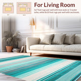 Ultra Soft Area Rug, Non Slip, Stain Resistant, Washable Area Rugs for Living Room, Bedroom, Rustic Textured Colorful Weave(Green)