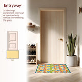 Ultra Soft Area Rug, Non Slip, Stain Resistant, Washable Area Rugs for Living Room, Bedroom, Artistic Retro Nature Pattern(Orange)